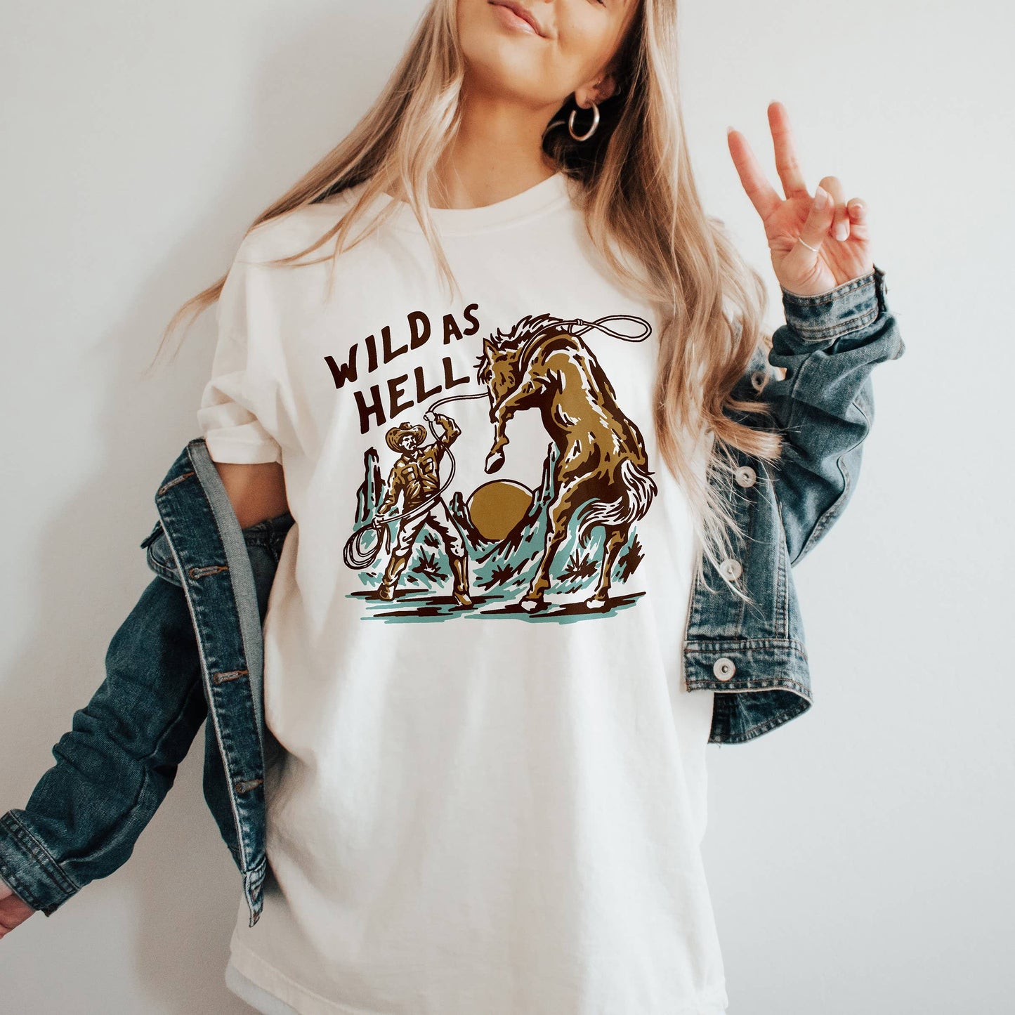 Wild As Hell Heavyweight Western Tee: Ivory / Extra Large