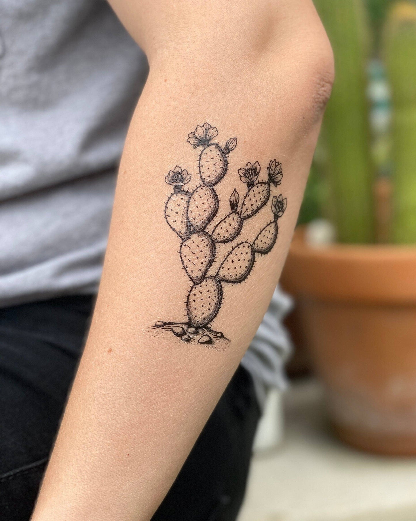 Prickly Pear Cactus Temporary Tattoo: 1-Pack
