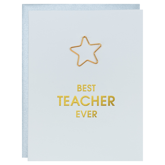 Best Teacher Ever Paper Clip Greeting Card - vibeboxshop
