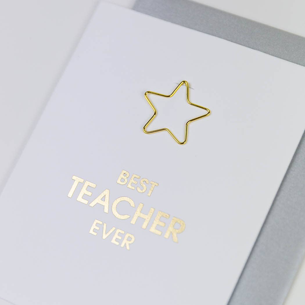 Best Teacher Ever Paper Clip Greeting Card - vibeboxshop