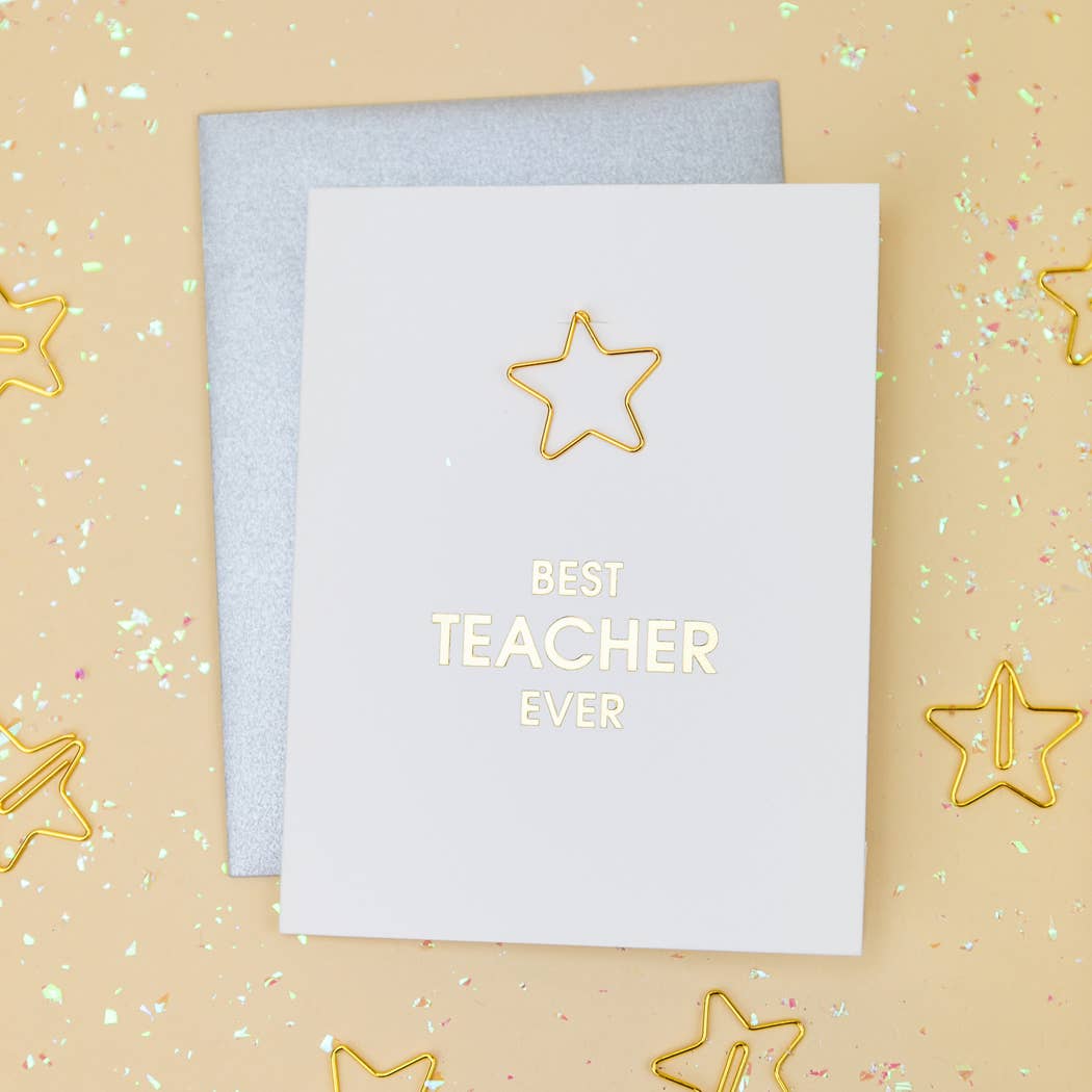 Best Teacher Ever Paper Clip Greeting Card - vibeboxshop