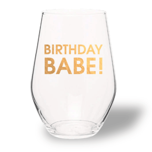Birthday Babe - Stemless Wine Glass - vibeboxshop