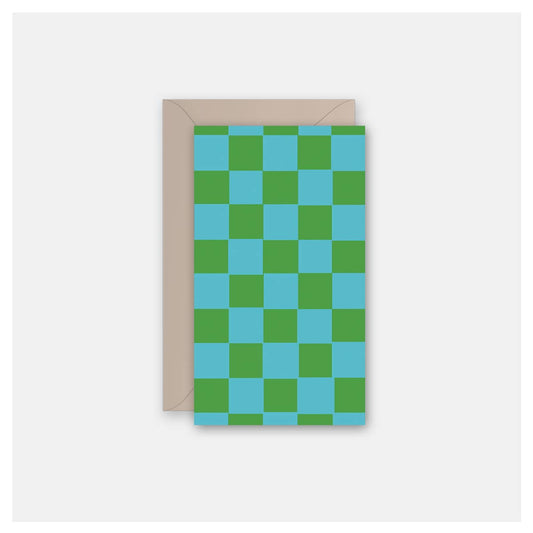 Blue + Green Checkered - Gift Card Greeting Card - vibeboxshop