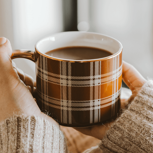 Brown Plaid Coffee Mug - vibeboxshop