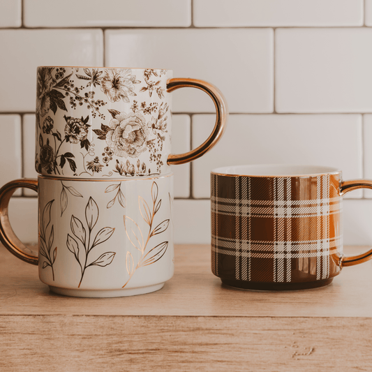 Brown Plaid Coffee Mug - vibeboxshop