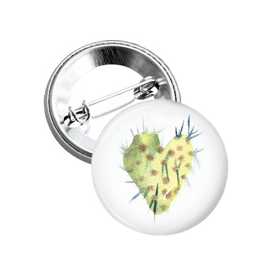 Cacti Love Watercolor Button - vibeboxshop