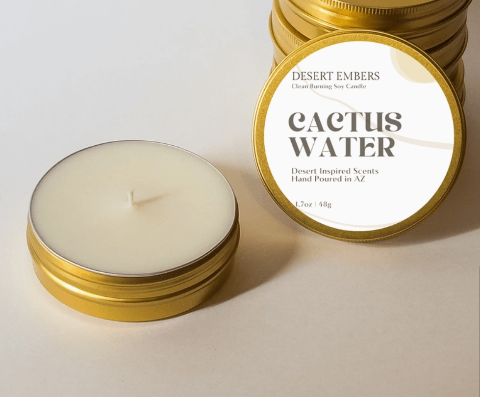 Cactus Water Gold Tin Candle - vibeboxshop