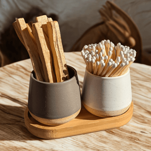 Ceramic Pot Match & Palo Santo Holder Set with Tray - vibeboxshop