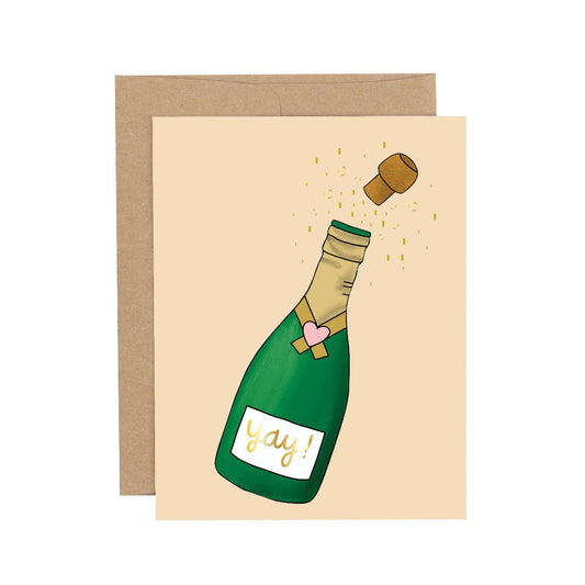 Champagne Yay Greeting Card - vibeboxshop