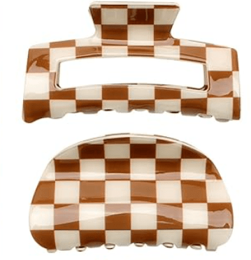 Checkered Large Hair Clip - vibeboxshop