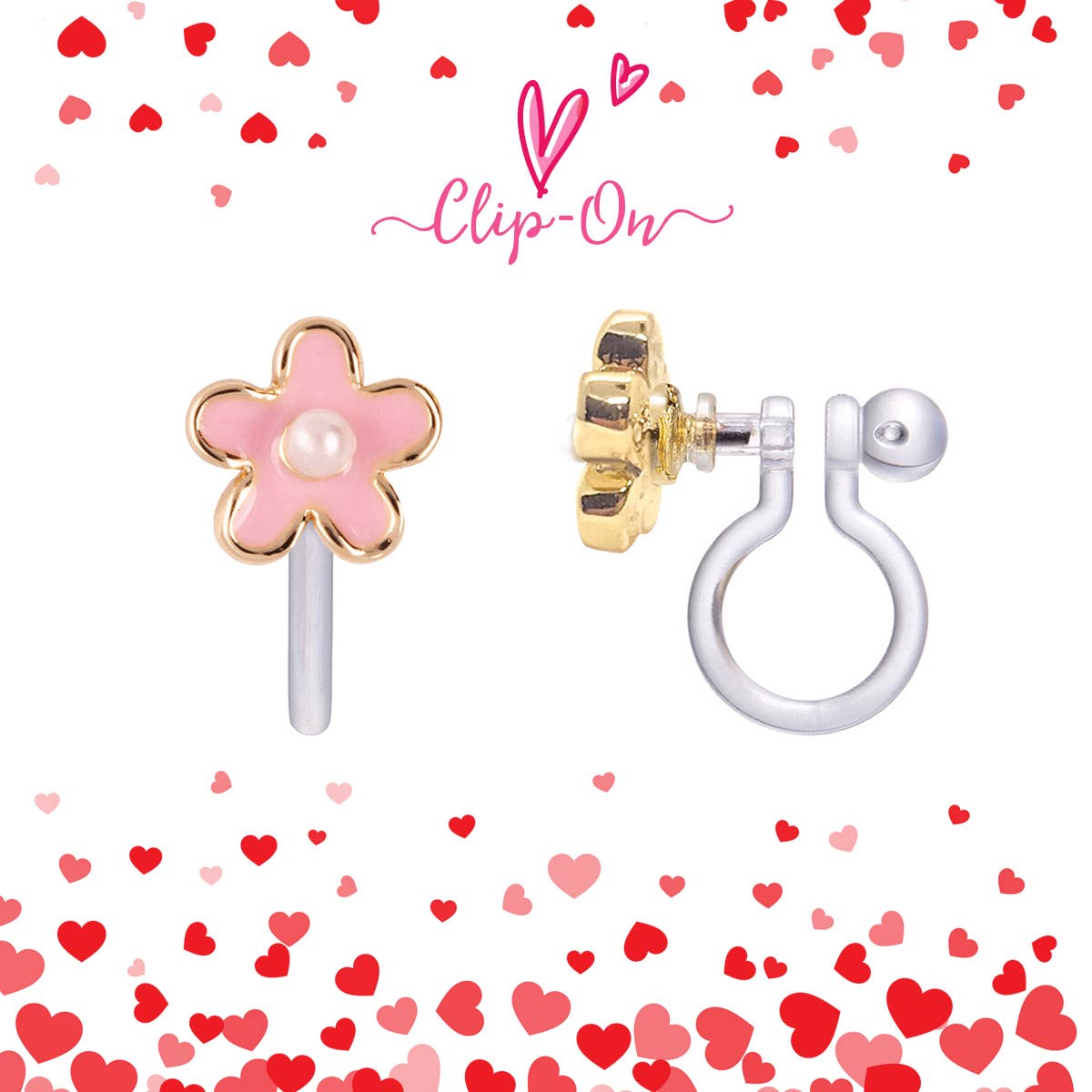 CLIP ON Cutie Earrings - Pink Fancy Flower - vibeboxshop