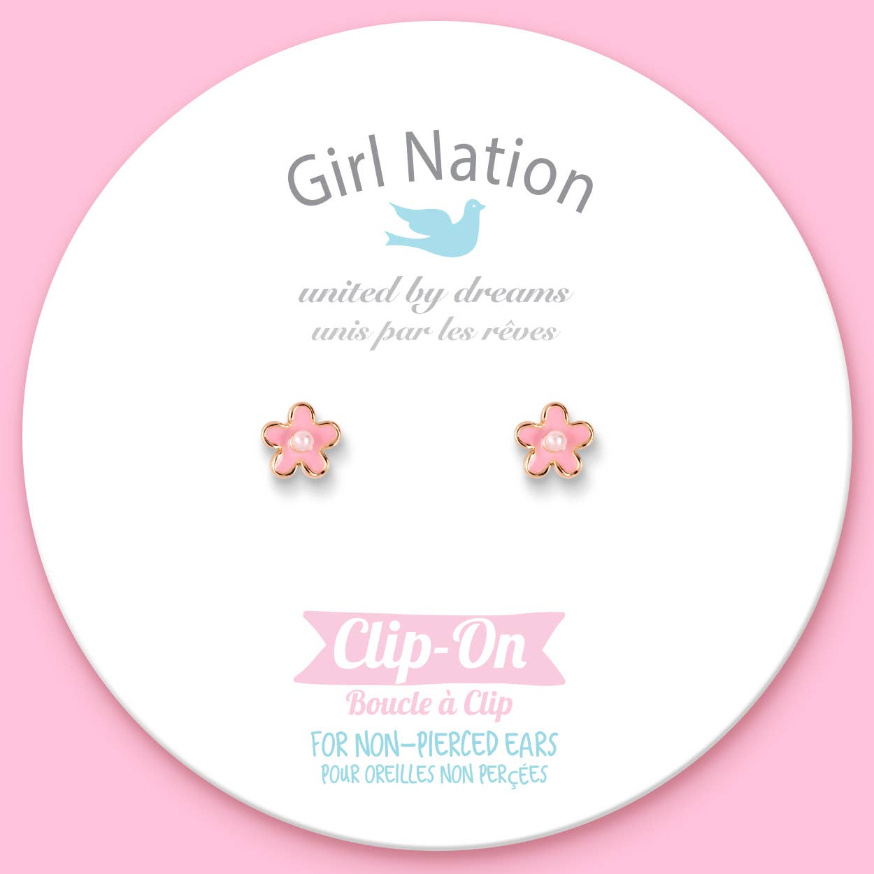 CLIP ON Cutie Earrings - Pink Fancy Flower - vibeboxshop