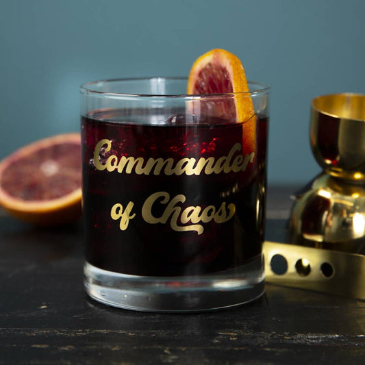 Commander of Chaos Rocks Glass - vibeboxshop