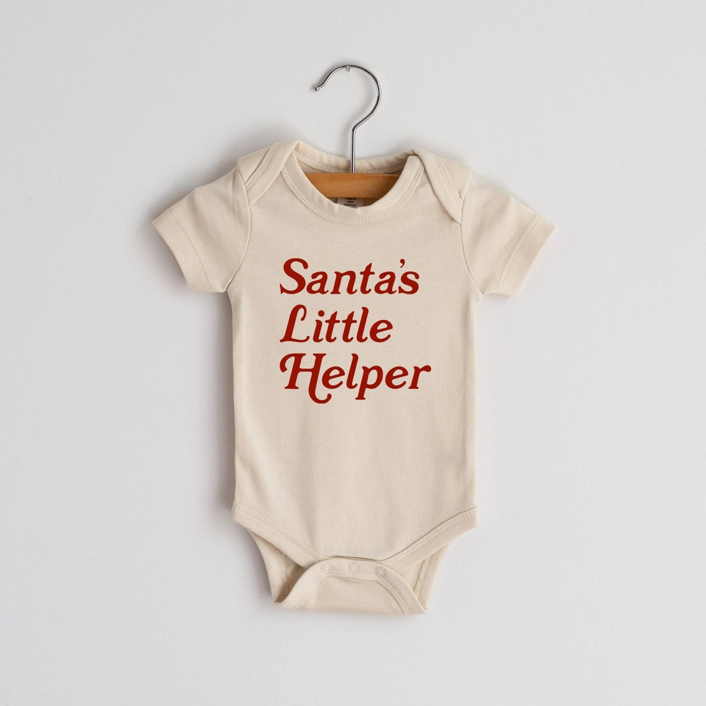 Cream "Santa's Little Helper" Organic Baby Onesie - vibeboxshop