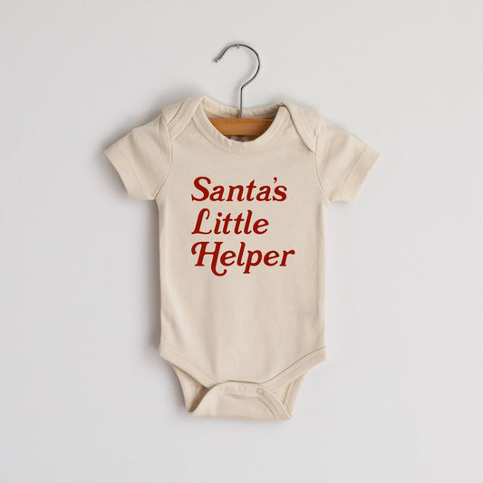 Cream "Santa's Little Helper" Organic Baby Onesie - vibeboxshop