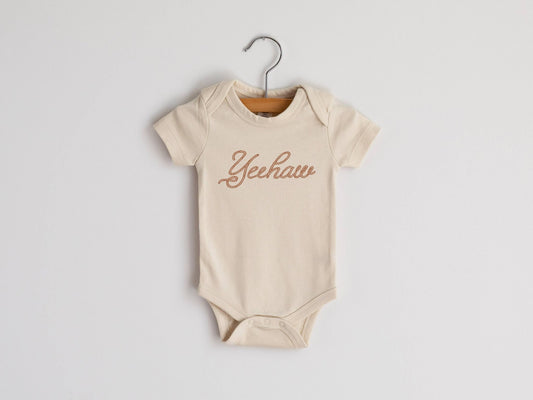 Cream Yeehaw Organic Baby Bodysuit - vibeboxshop