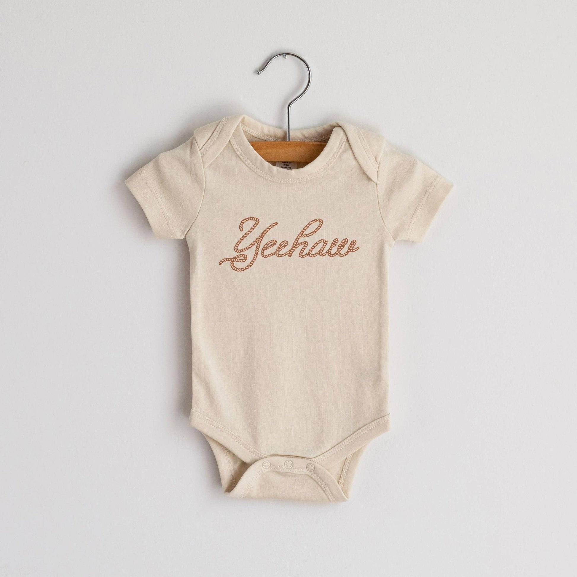 Cream Yeehaw Organic Baby Bodysuit - vibeboxshop