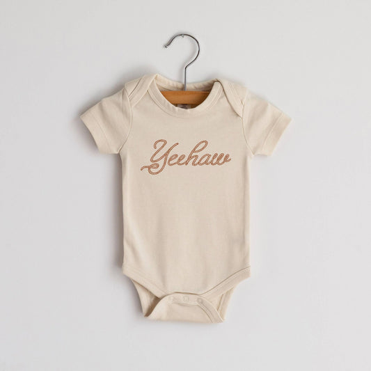 Cream Yeehaw Organic Baby Bodysuit - vibeboxshop
