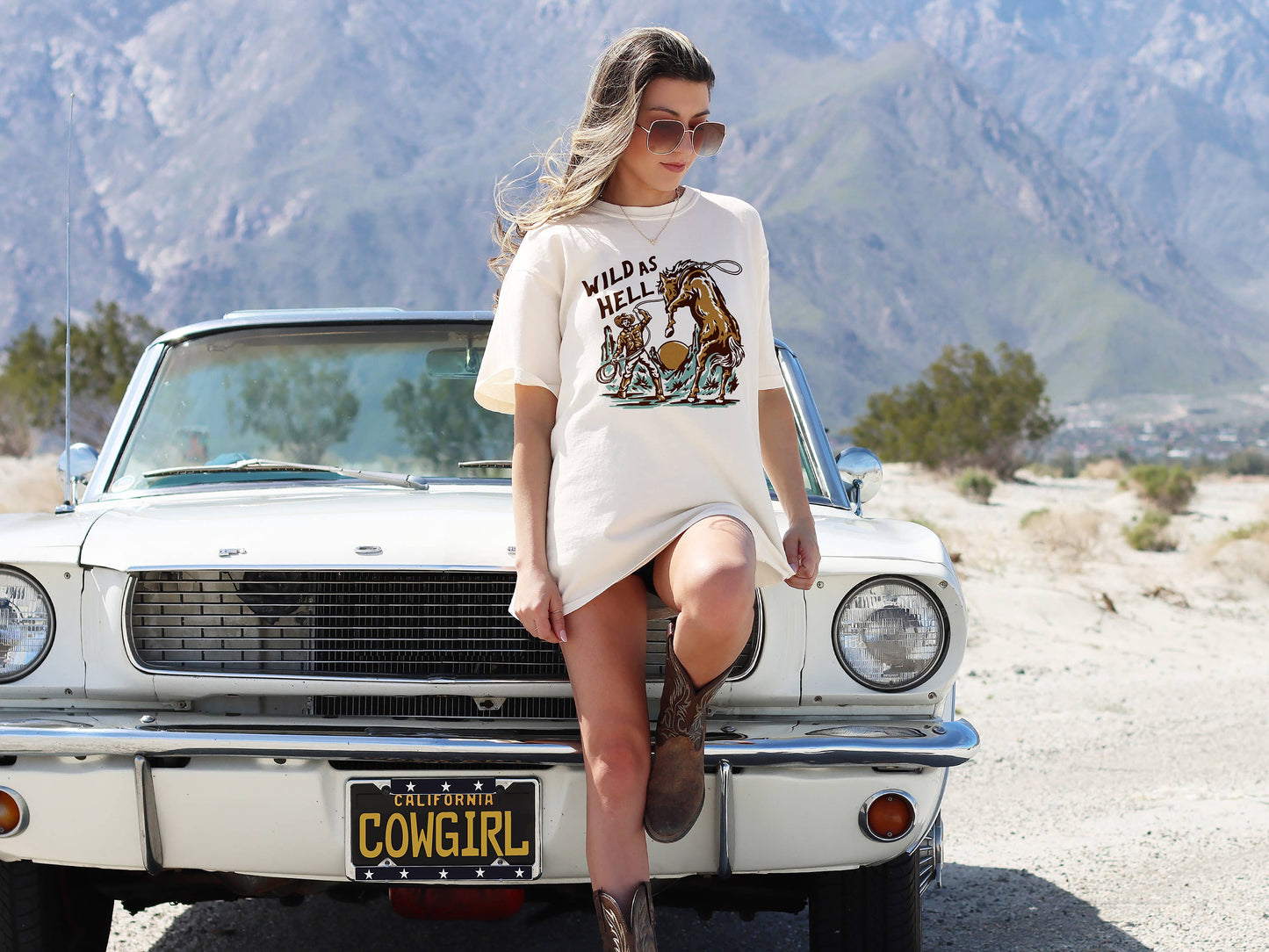 Wild As Hell Heavyweight Western Tee: Ivory / Extra Large