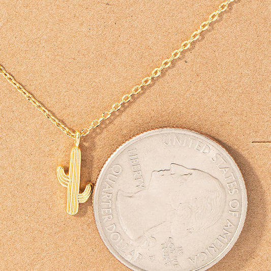 Dainty Cactus Pendant Necklace - vibeboxshop