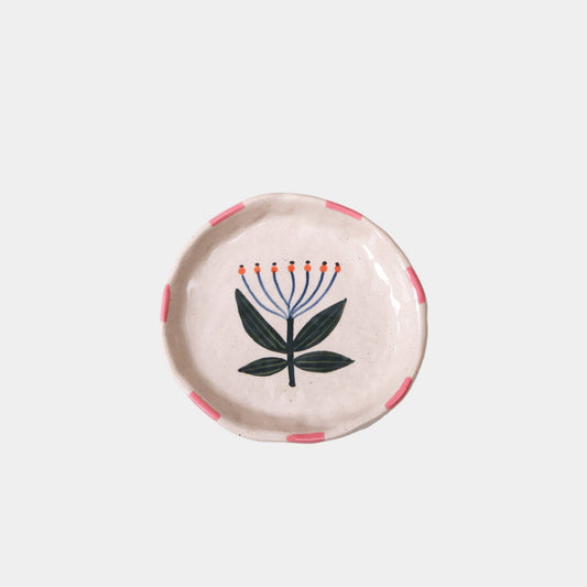 Floral Pink Striped Trinket Dish | Hand Painted - vibeboxshop