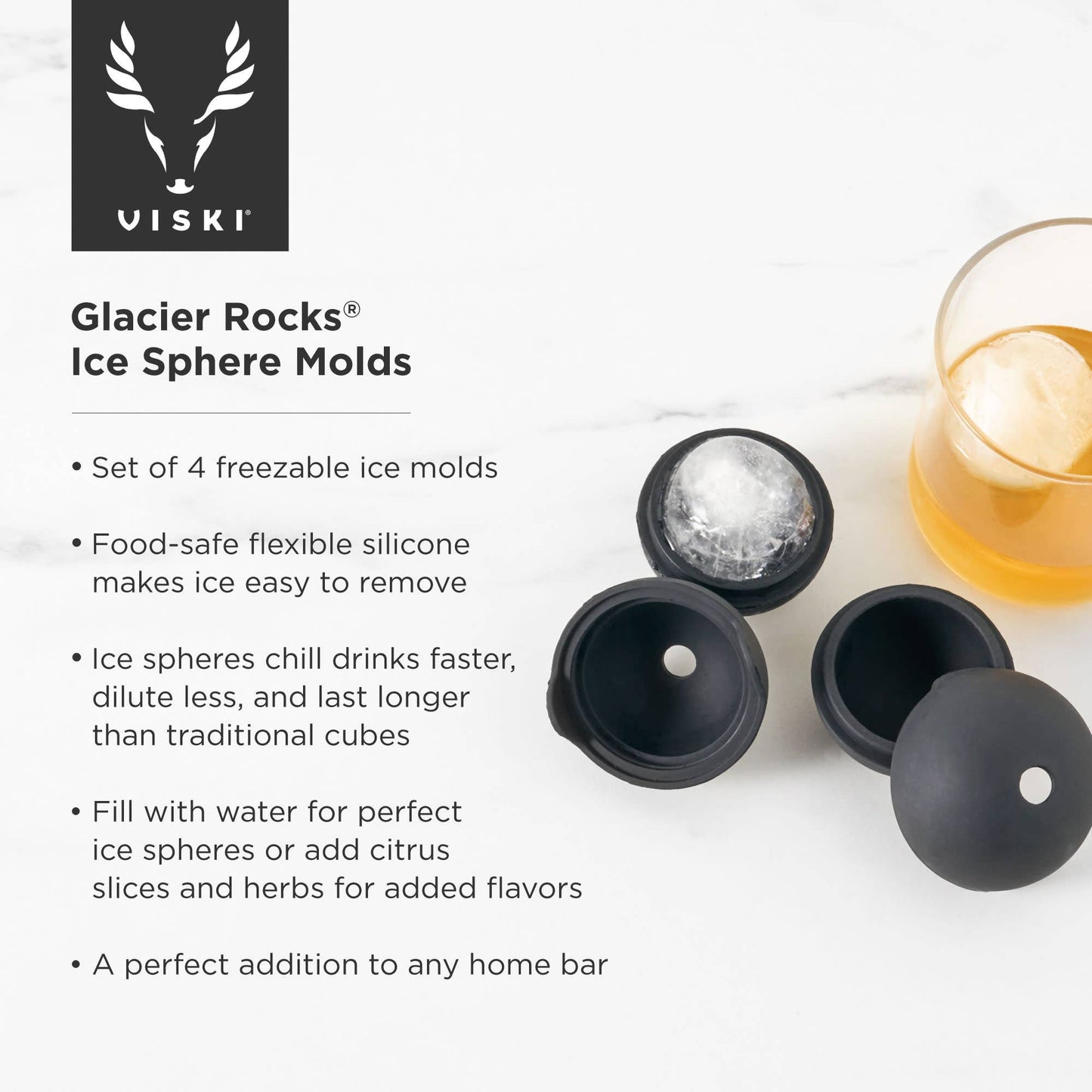 Glacier Rocks® Silicone Ice Ball Molds - Set of 4 - vibeboxshop