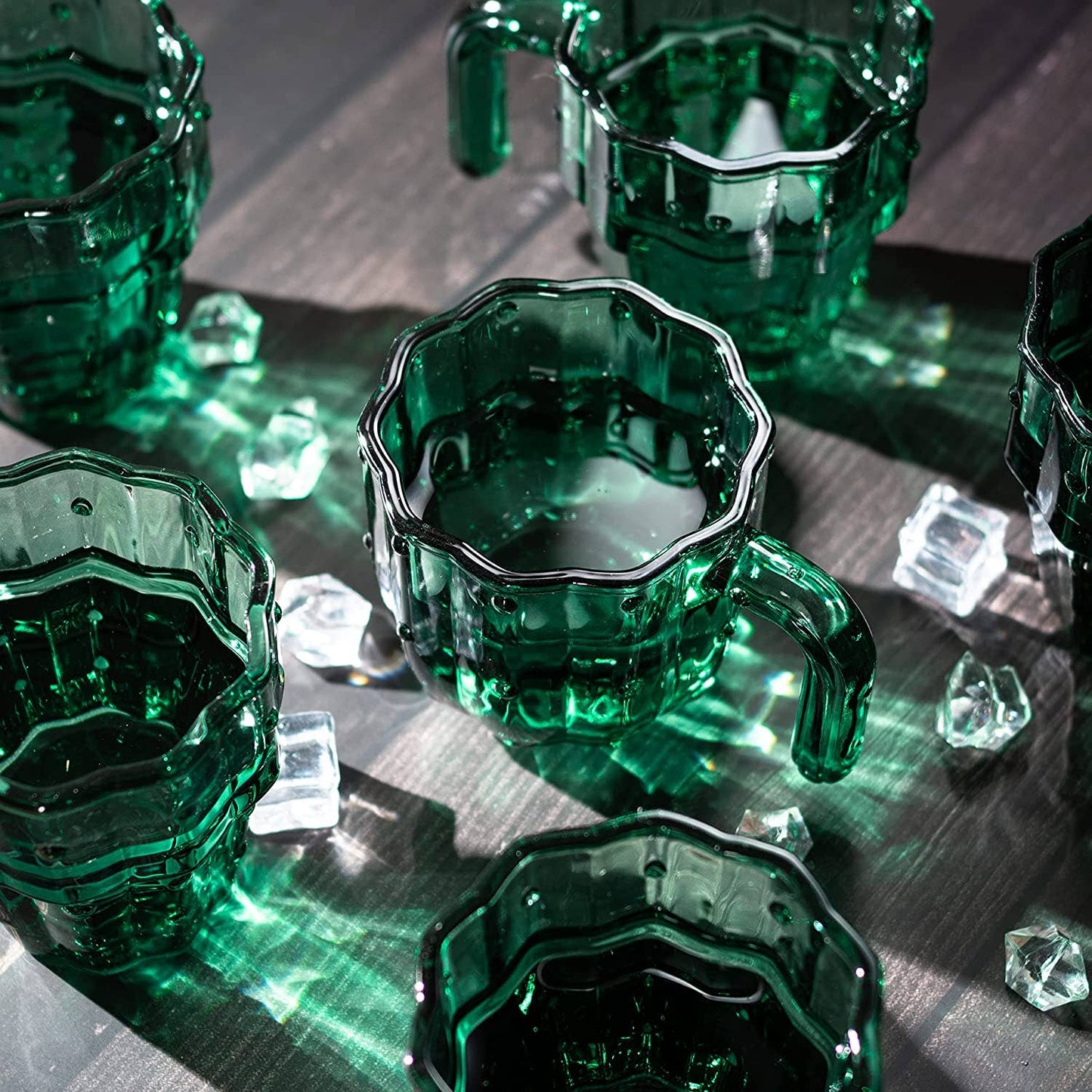 Glass Green Cactus Cups - 6 Set - vibeboxshop