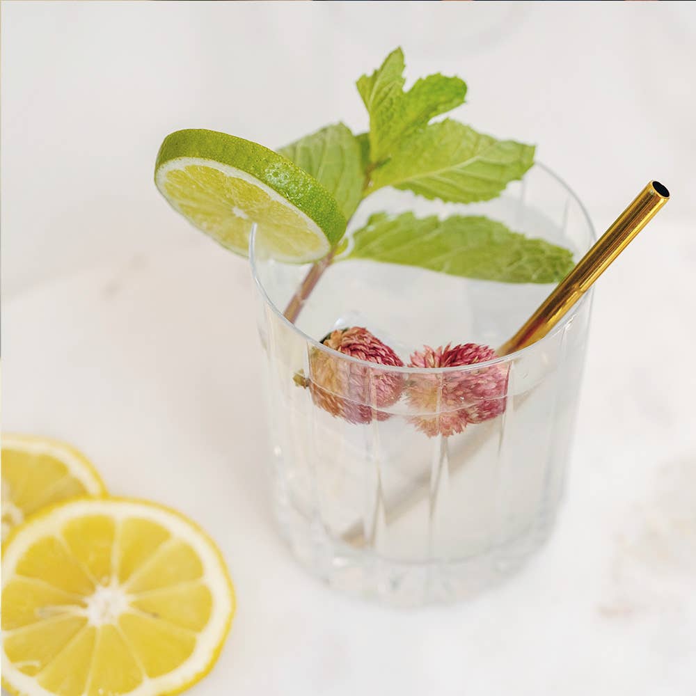 Gold Metal Cocktail Straws - Short Set of 6 - vibeboxshop