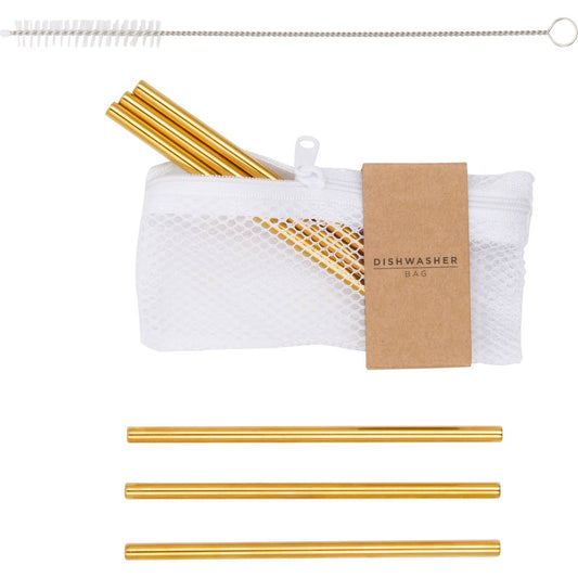 Gold Metal Cocktail Straws - Short Set of 6 - vibeboxshop