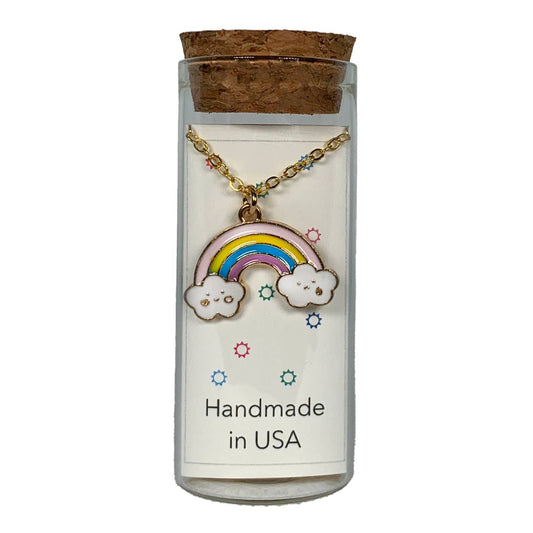 Happy & Sad Clouds Rainbow Necklace in a Bottle - vibeboxshop