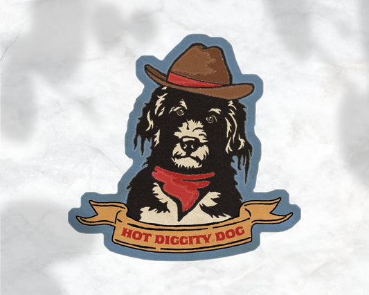 Hot Diggity Dog - Cowboy Sticker - vibeboxshop