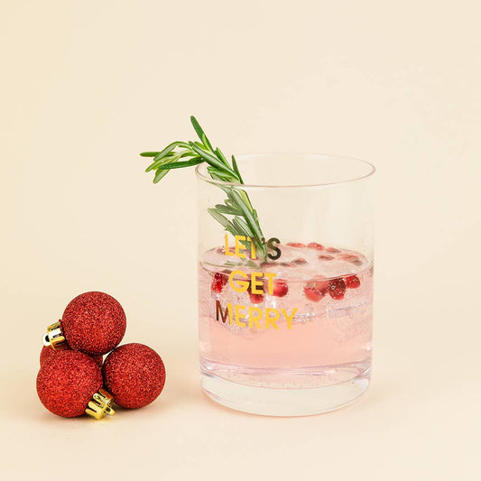 Let's Get Merry - Holiday Rocks Glass - vibeboxshop