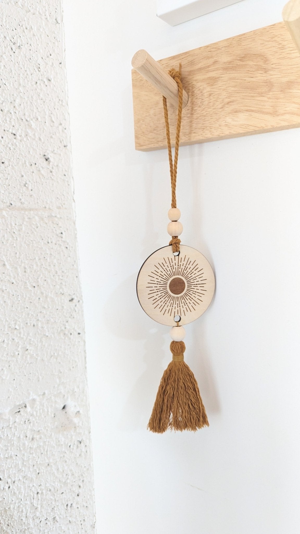 Macrame & Wood Car Charm + Wall Decor - vibeboxshop