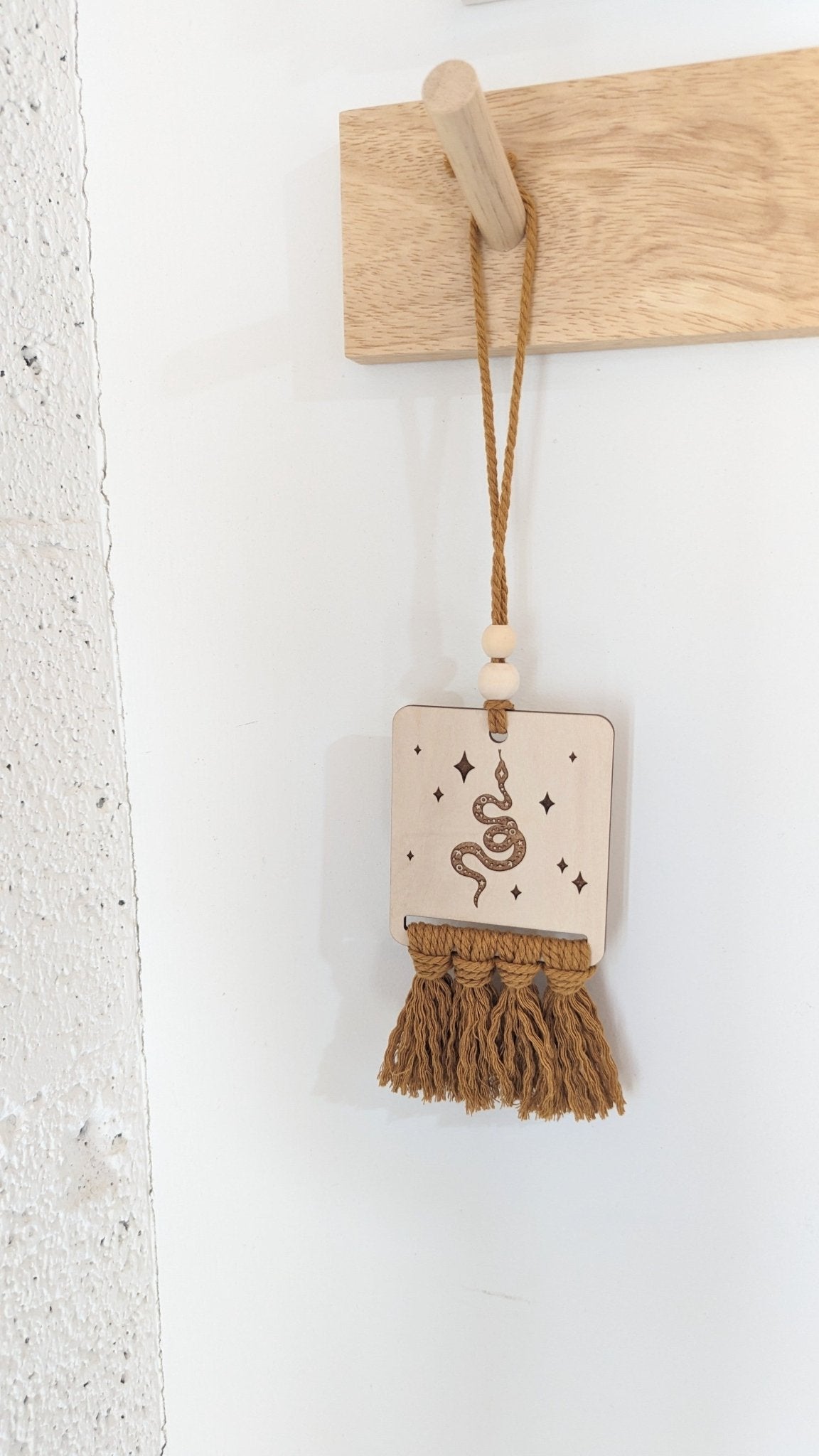 Macrame & Wood Car Charm + Wall Decor - vibeboxshop