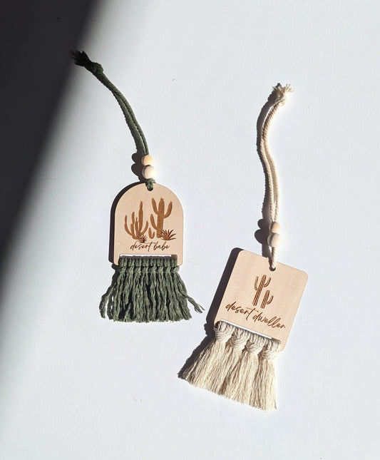 Macrame & Wood Car Charm + Wall Decor - vibeboxshop