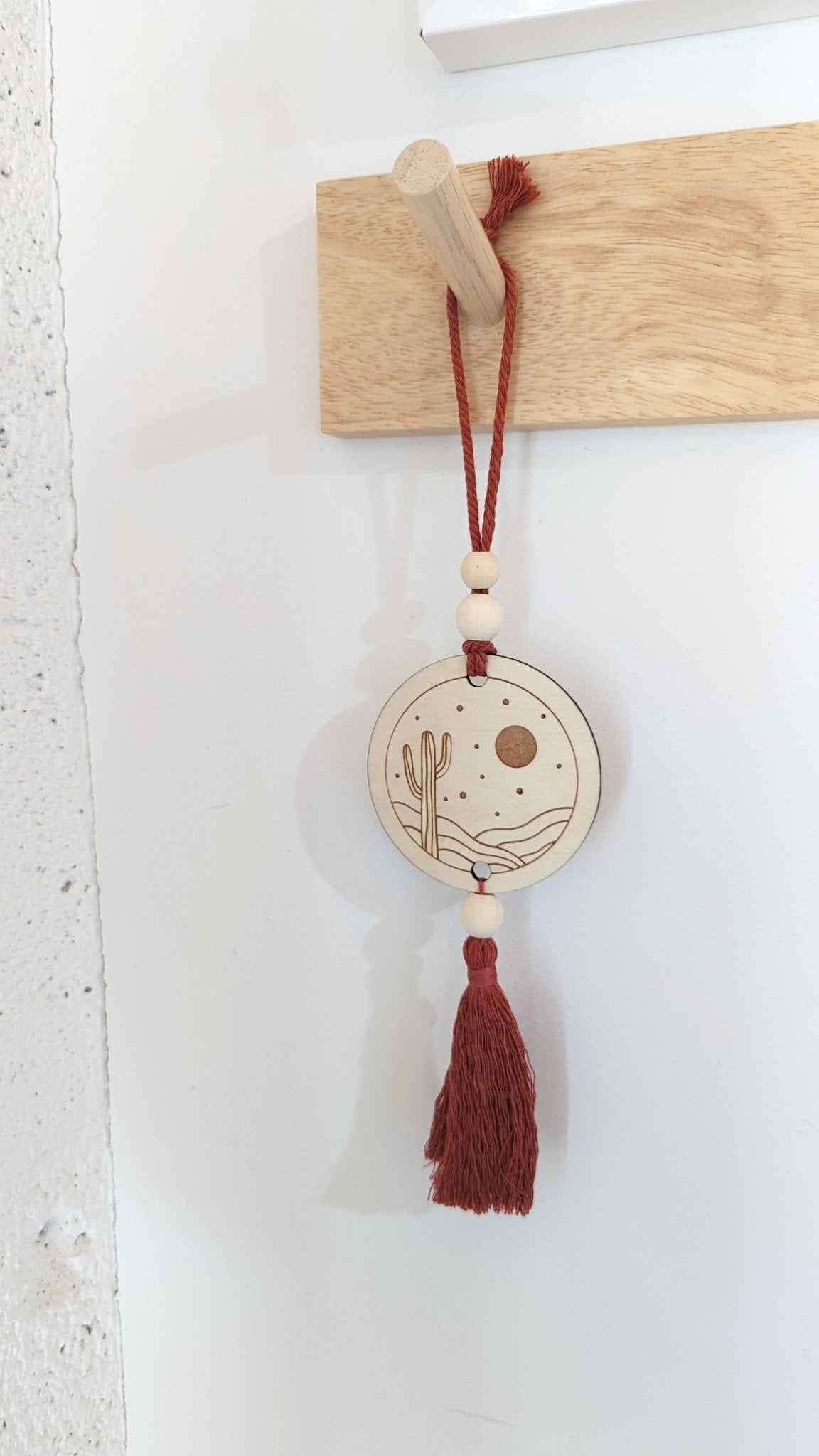 Macrame & Wood Car Charm + Wall Decor - vibeboxshop