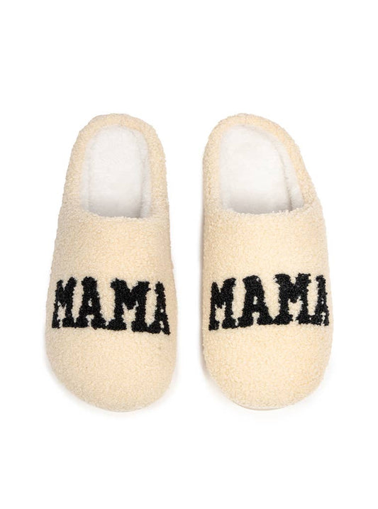 "Mama" Slippers - Cream - vibeboxshop