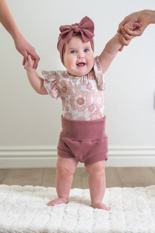 Mauve Waffle Baby Bummie Shorts - vibeboxshop