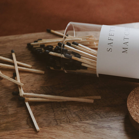 Medium Hearth Matches, Black Tip - vibeboxshop
