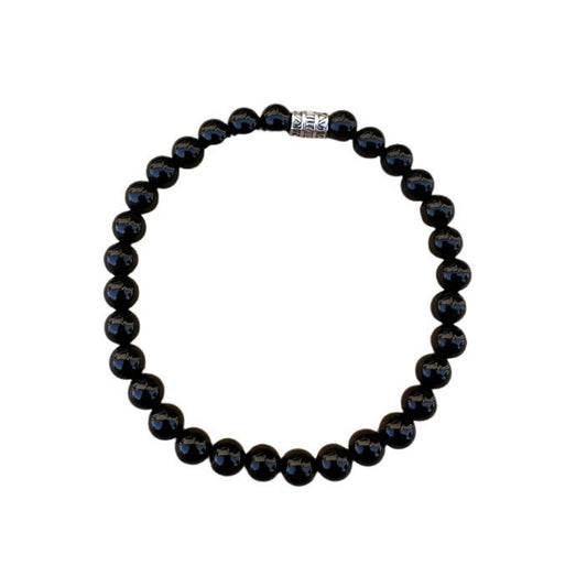 Men's Black Onyx Skinny Stacker Bracelet - vibeboxshop