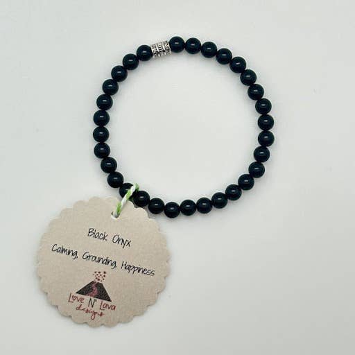 Men's Black Onyx Skinny Stacker Bracelet - vibeboxshop