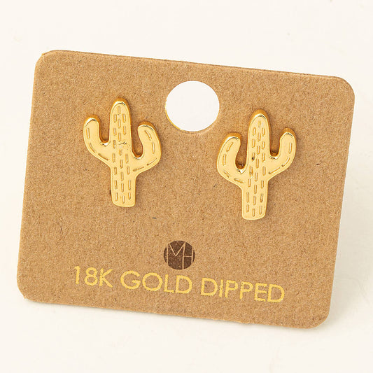 Mini Cactus Stud Earrings - vibeboxshop