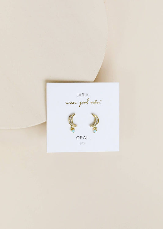 Moon Drop - Opal - Gold Earrings - vibeboxshop
