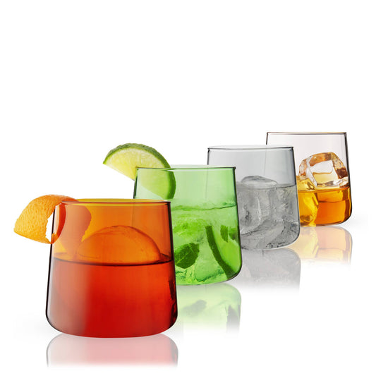 Multi - Colored Glass Cocktail Tumblers | Set of 4 - vibeboxshop