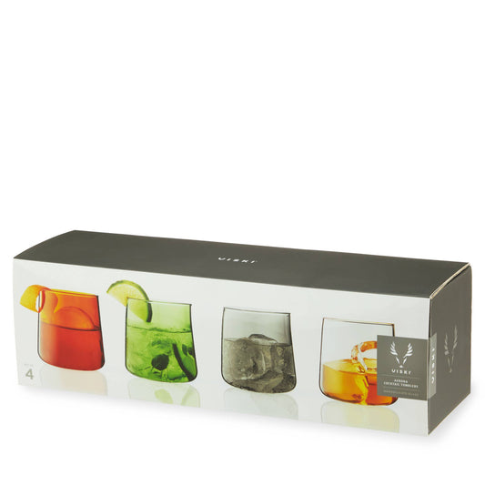 Multi - Colored Glass Cocktail Tumblers | Set of 4 - vibeboxshop