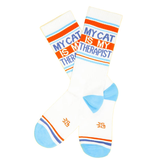 My Cat Is My Therapist Gym Crew Socks - vibeboxshop