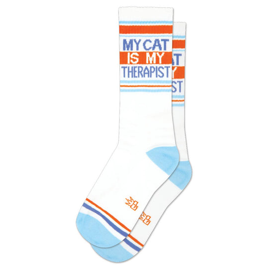 My Cat Is My Therapist Gym Crew Socks - vibeboxshop