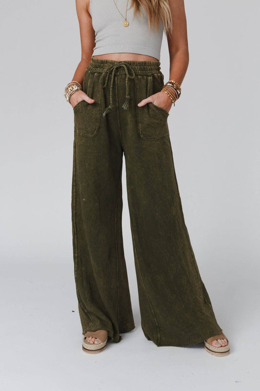 New Olive Wide Leg Pant - vibeboxshop