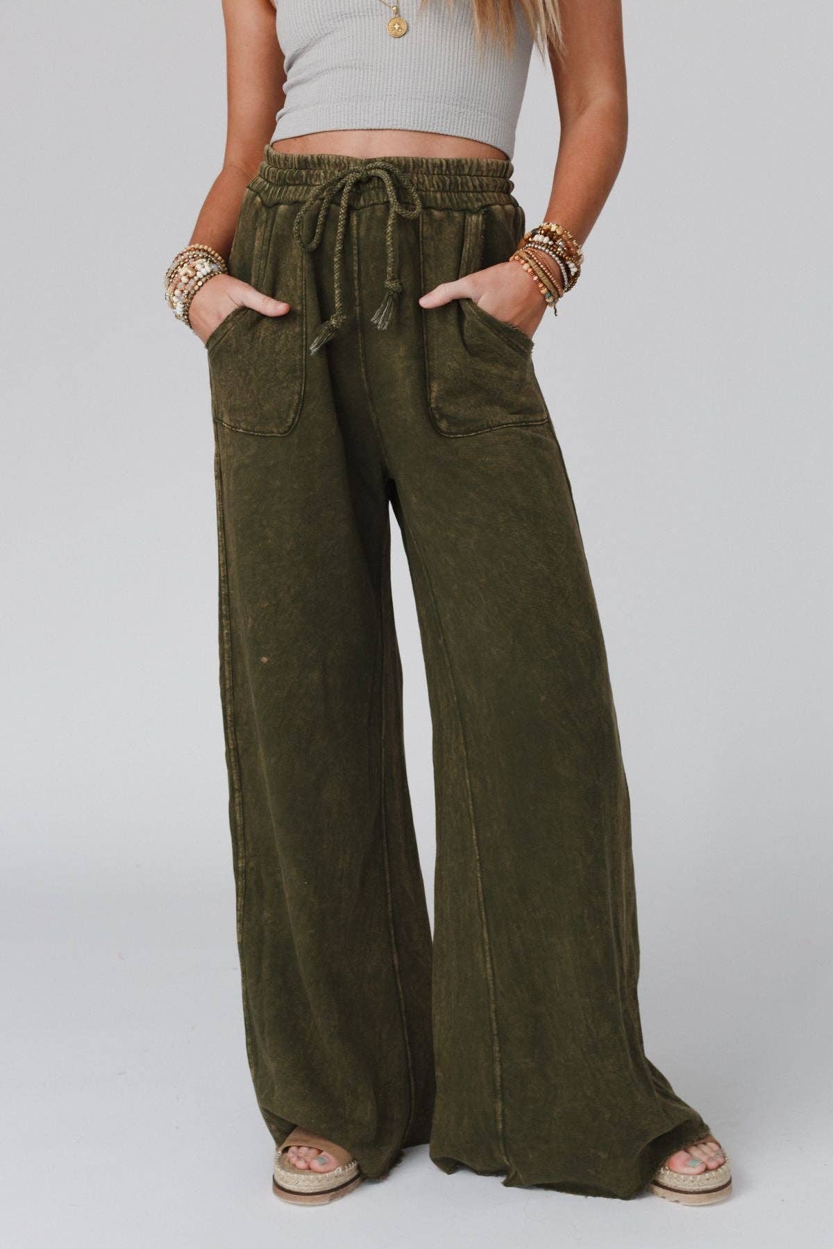 New Olive Wide Leg Pant - vibeboxshop