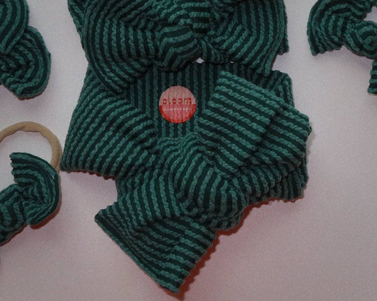 Oversized Bow Forest Ribbed Tie On Headwrap - vibeboxshop